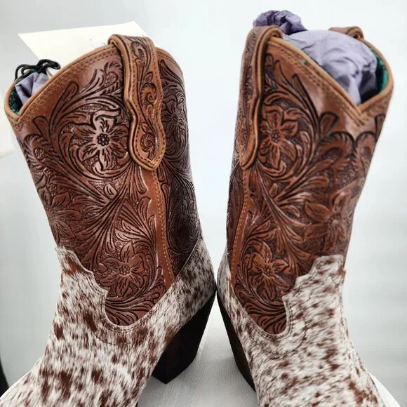 MYRA BAG Kelsey Short Cowboy Boots Brown Hair On Hide 6-11 NWT - Picture 7 of 12